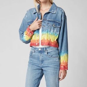 Blank NYC tie dye cropped denim jacket